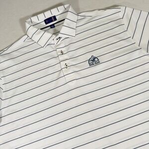 Stitch Golf Men White Blue Stripe Short Sleeve Performance Bulle Rock Polo Shirt